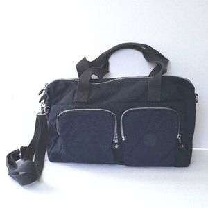 KIPLING "CYRENE" NAVY BLUE DOUBLE HANDLE SATCHEL BAG, REMOVABLE SHOULDER STRAP